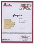 John F. Kennedy Signed Program for the Graduation Ceremonies at University of Illinois in 1957, Where He Gave the Commencement Address -- With University Archives COA